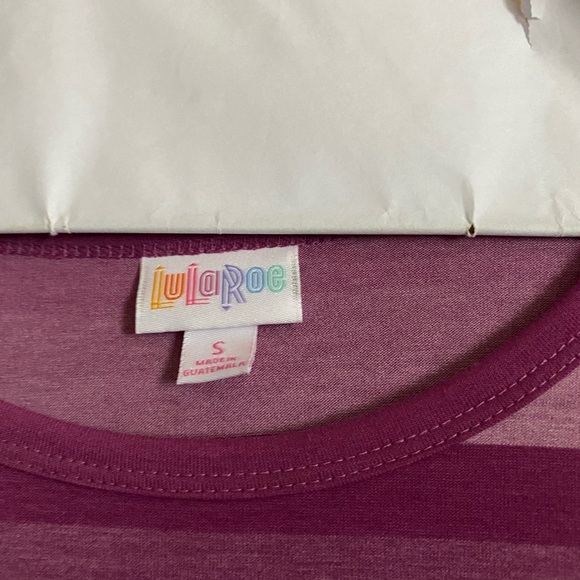 LuLaRoe maxi high low dress horizontal stripes pink poly rayon spandex s… - Picture 4 of 6